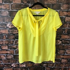 Michael Kors Tops - Michael Kors Yellow Sheer Top with Sailor Tie Michael Kors Tops - Michael Kors Yellow Sheer Top with Sailor Tie
